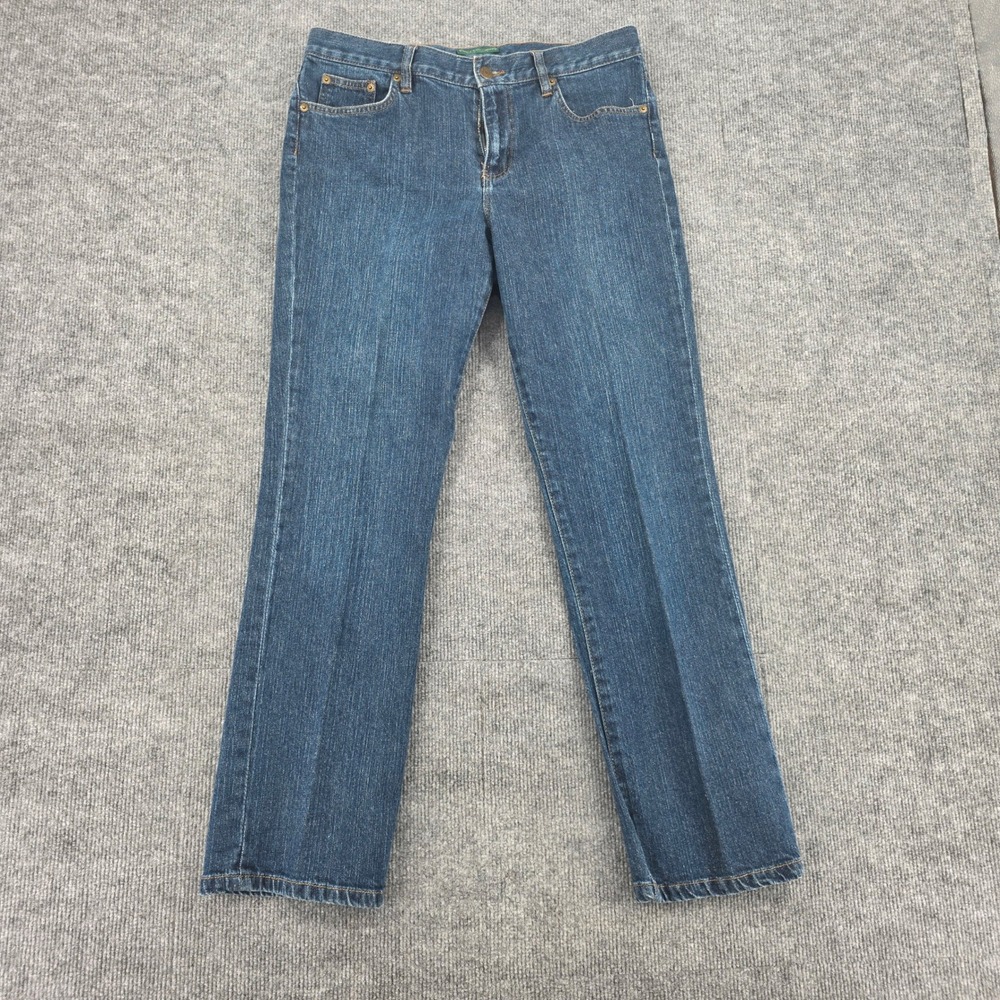 Lauren Ralph Lauren Classic Straight Leg Jeans Blue Medium Wash 8P Petite